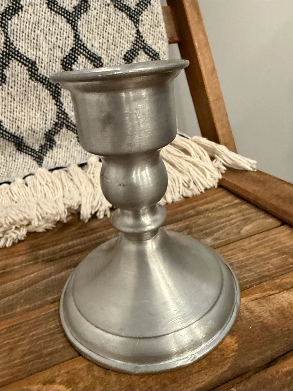 Vintage Leonard Genuine Pewter Weighted Candlestick Holder 5” Made in Bolivia